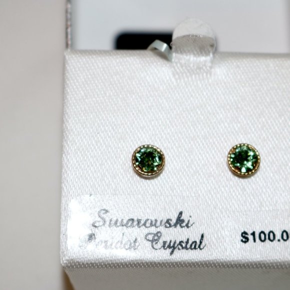 Swarovski Peridot Crystal Earrings - Picture 3 of 4